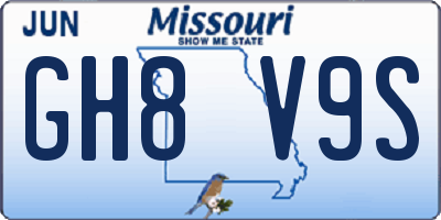 MO license plate GH8V9S