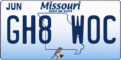 MO license plate GH8W0C