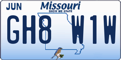 MO license plate GH8W1W