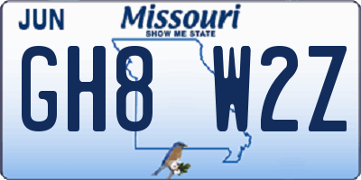 MO license plate GH8W2Z