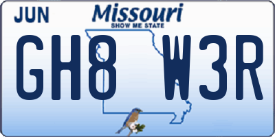 MO license plate GH8W3R