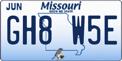 MO license plate GH8W5E