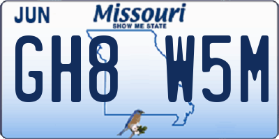 MO license plate GH8W5M