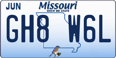 MO license plate GH8W6L