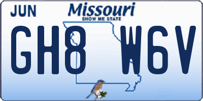 MO license plate GH8W6V