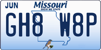 MO license plate GH8W8P
