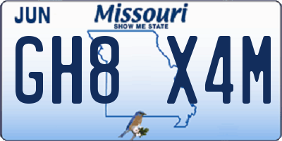 MO license plate GH8X4M