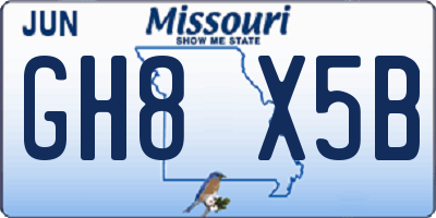 MO license plate GH8X5B