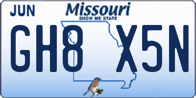 MO license plate GH8X5N