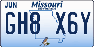 MO license plate GH8X6Y