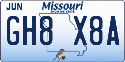 MO license plate GH8X8A