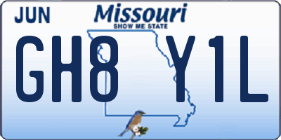 MO license plate GH8Y1L