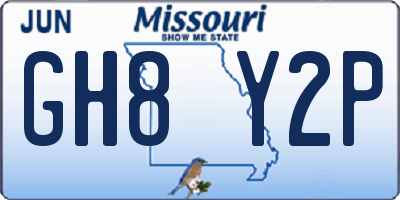 MO license plate GH8Y2P