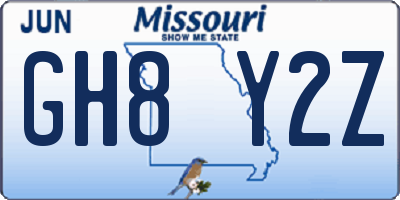 MO license plate GH8Y2Z