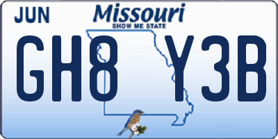 MO license plate GH8Y3B