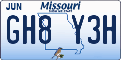 MO license plate GH8Y3H