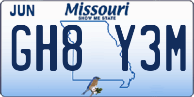MO license plate GH8Y3M