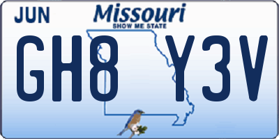 MO license plate GH8Y3V