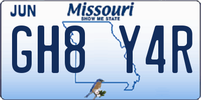 MO license plate GH8Y4R
