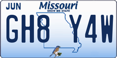 MO license plate GH8Y4W