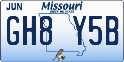 MO license plate GH8Y5B
