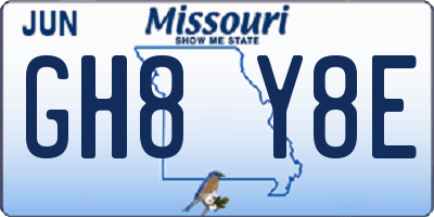MO license plate GH8Y8E