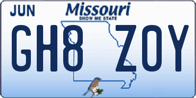 MO license plate GH8Z0Y