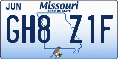 MO license plate GH8Z1F