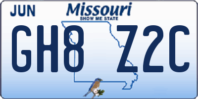 MO license plate GH8Z2C