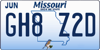 MO license plate GH8Z2D