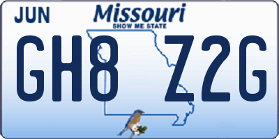 MO license plate GH8Z2G