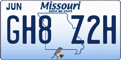 MO license plate GH8Z2H