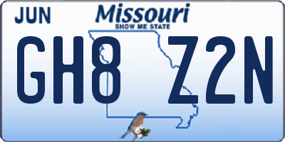 MO license plate GH8Z2N