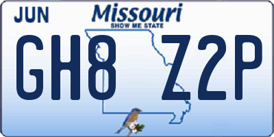 MO license plate GH8Z2P