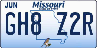 MO license plate GH8Z2R
