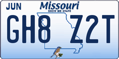 MO license plate GH8Z2T