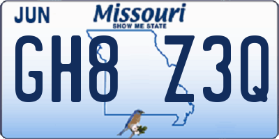 MO license plate GH8Z3Q