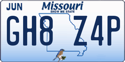 MO license plate GH8Z4P