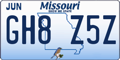 MO license plate GH8Z5Z