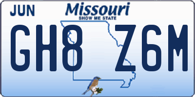 MO license plate GH8Z6M