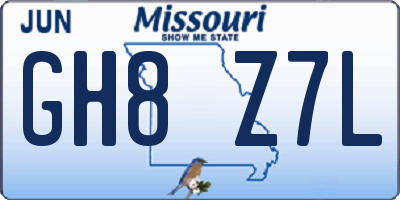 MO license plate GH8Z7L