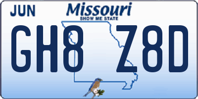 MO license plate GH8Z8D