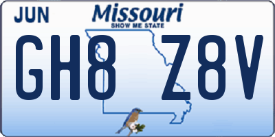 MO license plate GH8Z8V