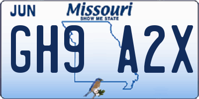MO license plate GH9A2X