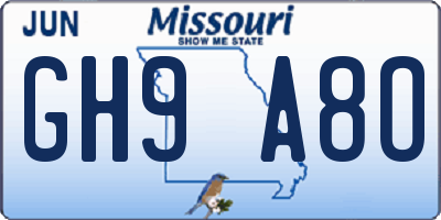 MO license plate GH9A8O