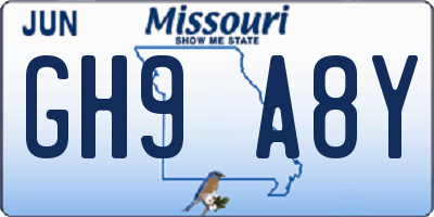 MO license plate GH9A8Y