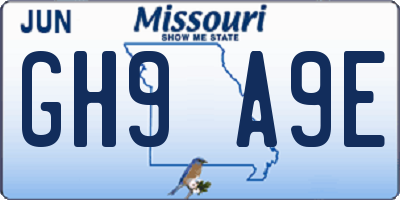 MO license plate GH9A9E