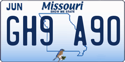 MO license plate GH9A9O