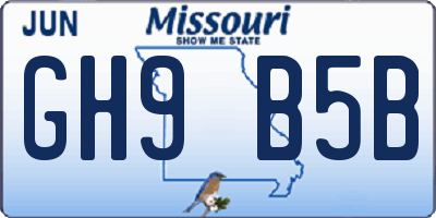 MO license plate GH9B5B