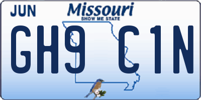 MO license plate GH9C1N
